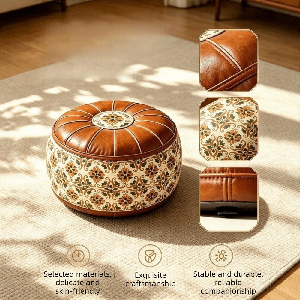 PU Leather Boho Style Seat Cushion Cover Fillable Design Storage Leg Bench Bedroom