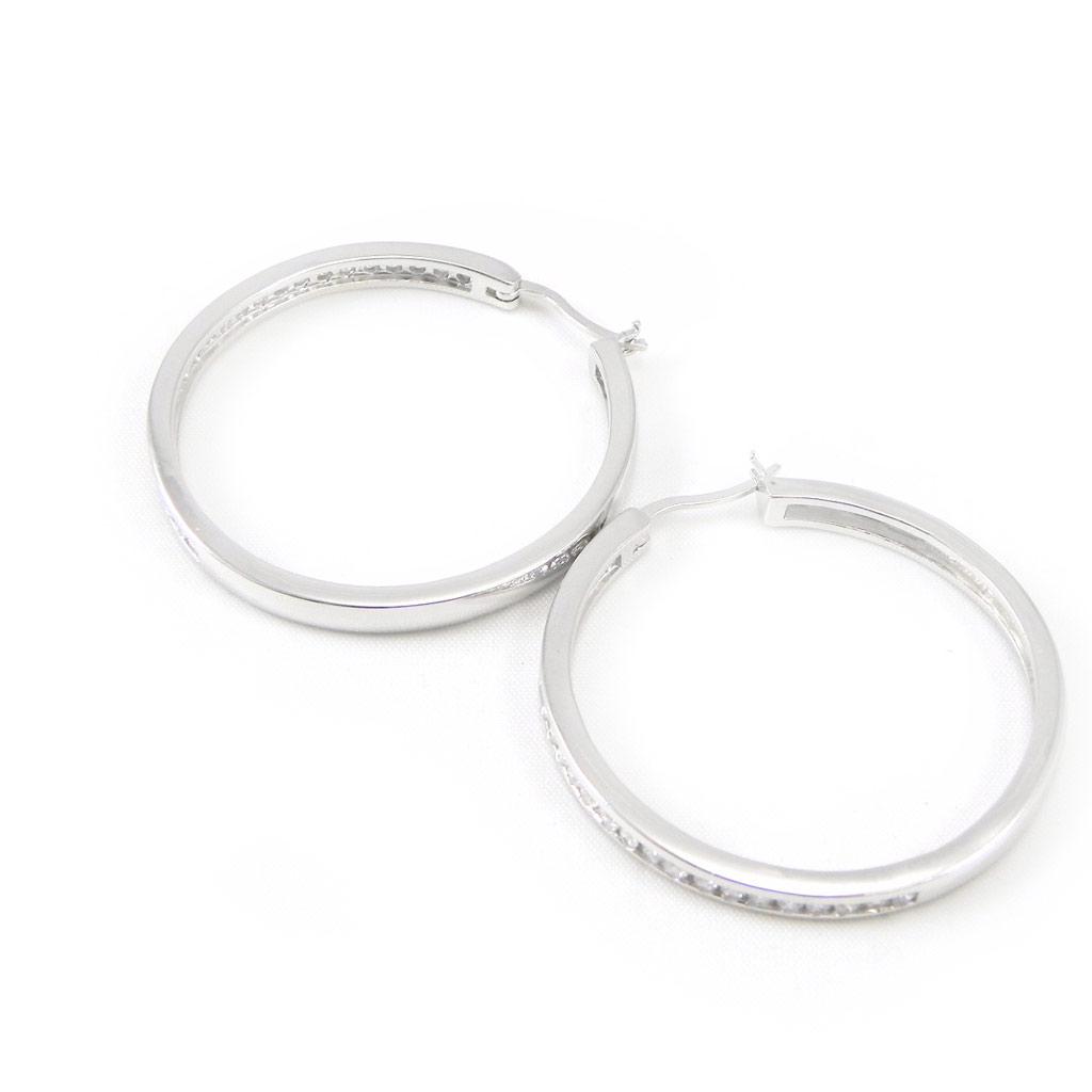 Les Trésors De Lily [G9375] — Белые серебряные серьги-кольца «Богиня»