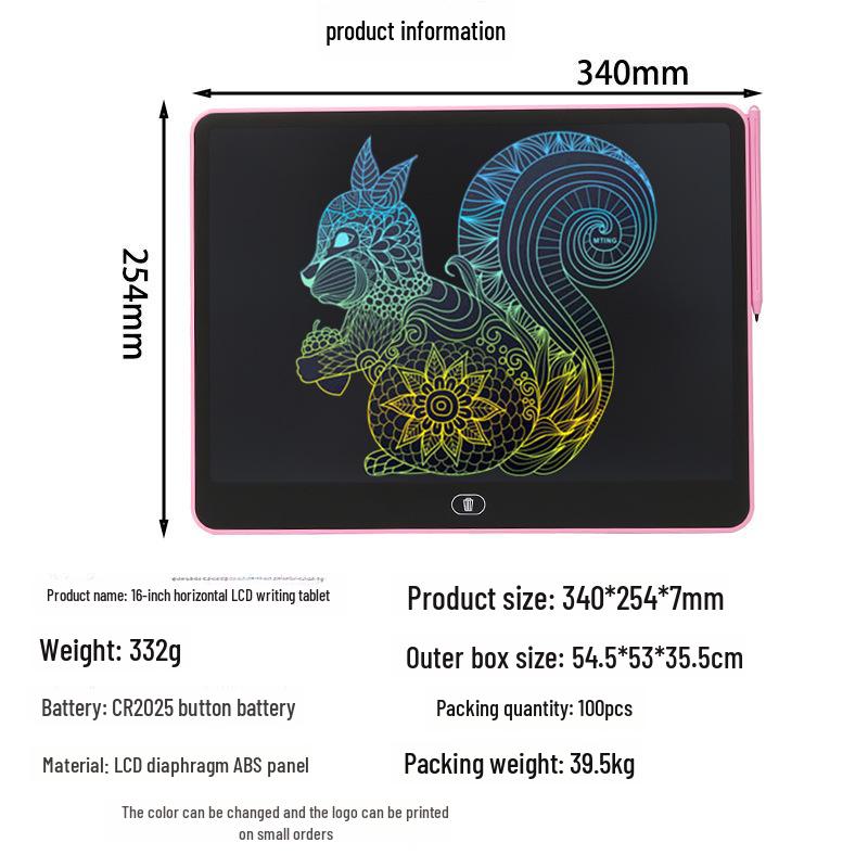 Children's Large LCD Handwriting Tablet with One-Click Clear Feature for Drawing and Writing