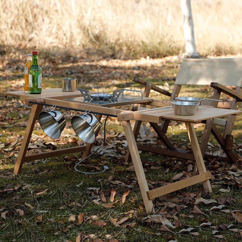 Wood IGT Folding Table Expandable Camping Long Tables Multifunctional Outdoor Tables Picnic Table Forest Coffee Table