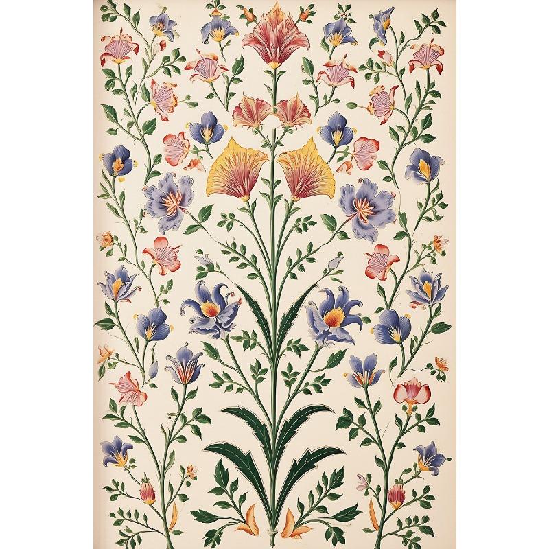 Индийское народное искусство Древо жизни Винтажный лотос Персидский цветочный узор Плакат и печать Картина на холсте Настенные картины Декор для дома