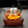 Heat Resistant Clear Glass Tea Pot with Infuser 300ml 600ml Color Warped Handle Glass Teapot Flower Puer Tea Infuser Pot Tea Set
