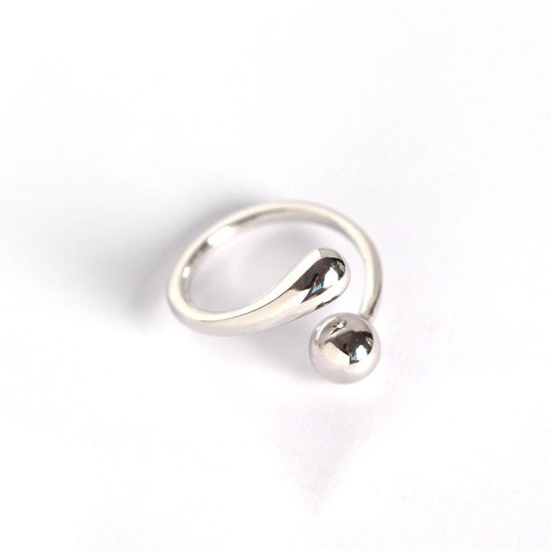 925 Sterling Silver Rings for Women Adjustable Female Glossy Round Bead Simple Fashion Jewelry Minimalism