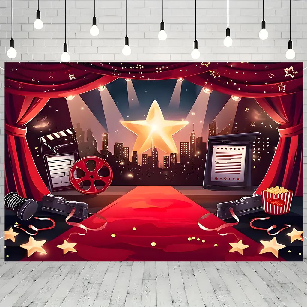 Hollywood Grand Red Carpet Maxi Background, Easy to Hang Photography Banner, Birthday and Anniversary Commemoration