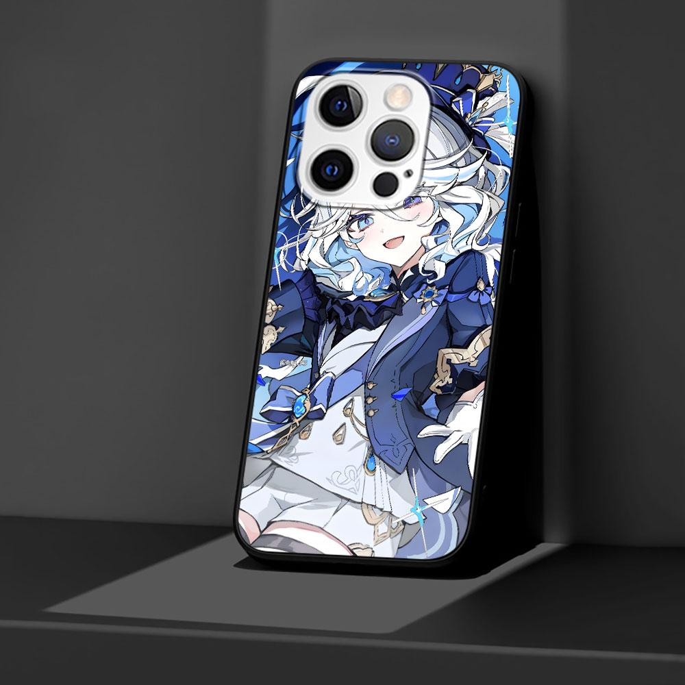 Чехол Genshin Impact Furina для Apple iPhone 14 11 7 SE 2020 8 X XS 13 12 Mini XR 15 Pro Max Силиконовый Черный Мягкий Чехол для Телефона