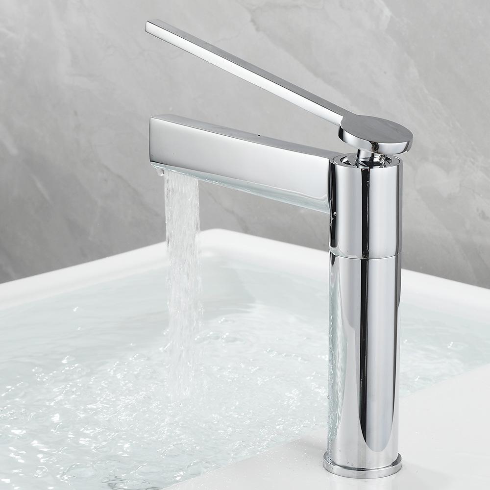 Luxury Brass Single Hole Single Handle Water Saving Plumbing Fixture Chrome Basin Mixer Tap Bathroom Sink Faucet
