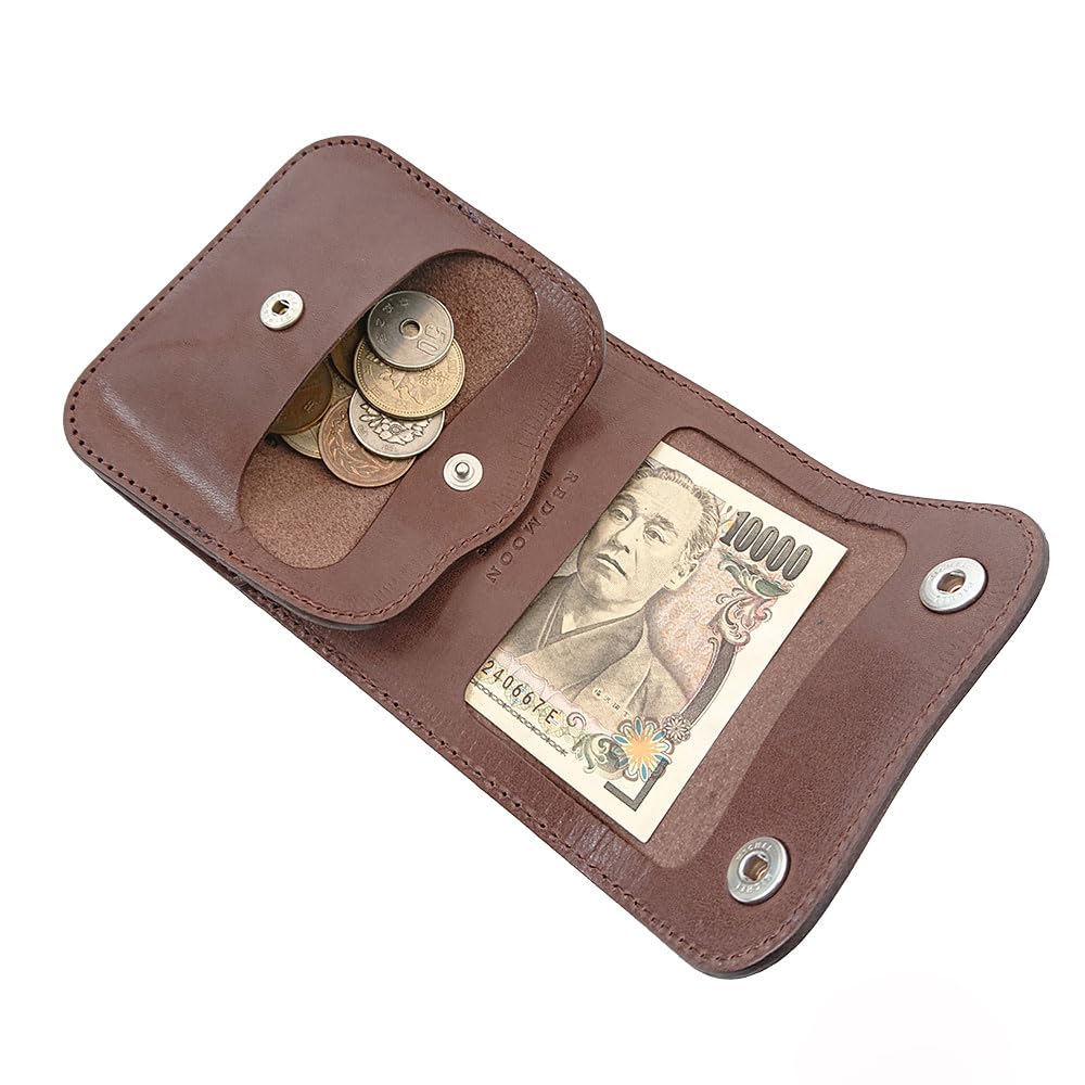 REDMOON Красная Луна Трехскладной кошелек для мужчин, Бренд кожгалантереи, Натуральная кожа, Сделано в Японии, TMW-CC (СКБ (коричневый))