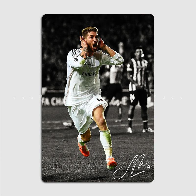 Серхио Рамос футболист Металлический постер Знак Футбольный стадион Гараж Клуб Винтаж Бар Настенное украшение Комнаты Домашний декор