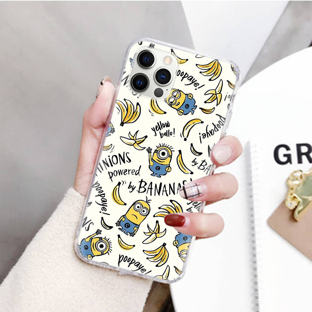 JM28 Милый Миньоны Прозрачный чехол для Samsung A04 A14 A23 M33 M53 Realme 10 9 C35 C55 VIVO Y02 X80 Infinix Hot 30 Note 11 Tecno Spark 8P Pro
