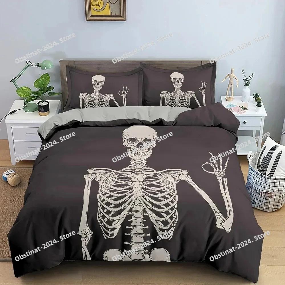 3D Print Skull Rose Skeleton  Bedding Set Duvet Cover Bed Set Quilt Cover Pillowcase Comforter king Queen Size Boys Adult