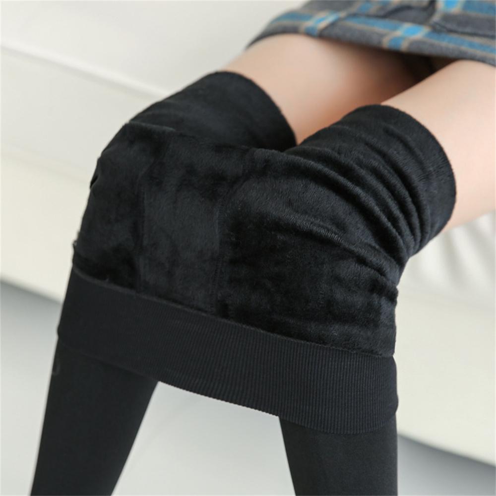 Women Winter Leggings Warm Leggings High Waist Solid Color Velvet Women Thickened Velvet Leggings Stretchy Black Leggings