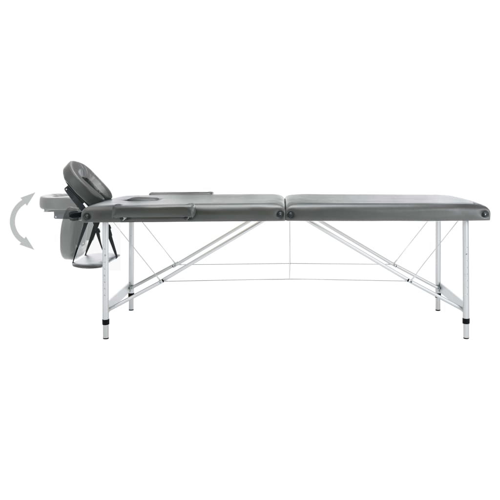 Massage Table 2 Zone Aluminum Frame Anthracite 186 x 68 cm