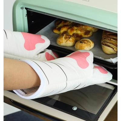 1 шт., милые мультяшные хлопковые кошачьи лапы, рукавицы для духовки, длинные термостойкие нескользящие перчатки для выпечки с изоляцией для микроволновой печи