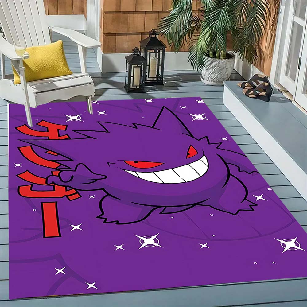 Gengar Printed Area Rug Cartoon Ghost Pattern Non-Slip Floor Mat Soft Carpet for Bedroom Living Room Decor