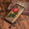 Retro Genuine Leather Hand Luxury Wallet Handmade Embossing Phone Purse Wallet Card Holder Womens Wallets