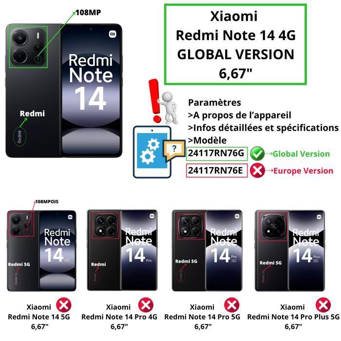 Coque et tour de cou pour Xiaomi REDMI NOTE 14 4G (Global Version) - TPU Souple Transparent Cordon Noir réglable Phonillico®
