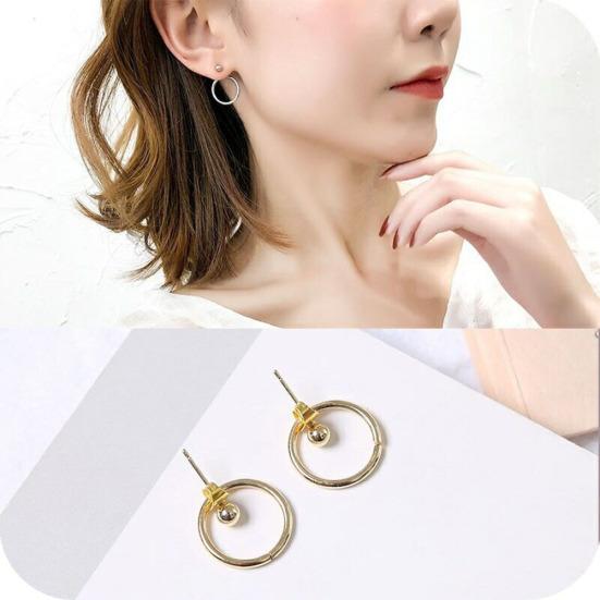 Женские простые полые круглые двухсторонние куртки, серьги-гвоздики, ювелирные изделия