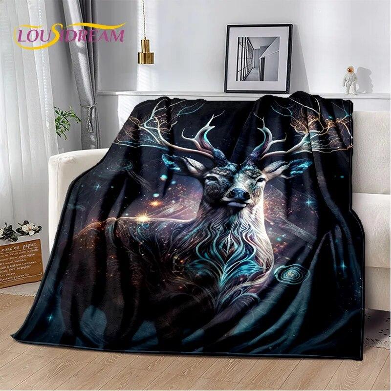 3D Dream Forest Christmas Elk Sika Deer Soft Plush Blanket,Flannel Blanket Throw Blanket for Living Room Bedroom Bed Sofa Cover