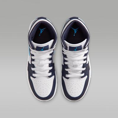 Kids' Sneakers Jordan 1 Mid Obsidian Dark Powder Blue (GS) Obsidian/White/Dark Powder Blue