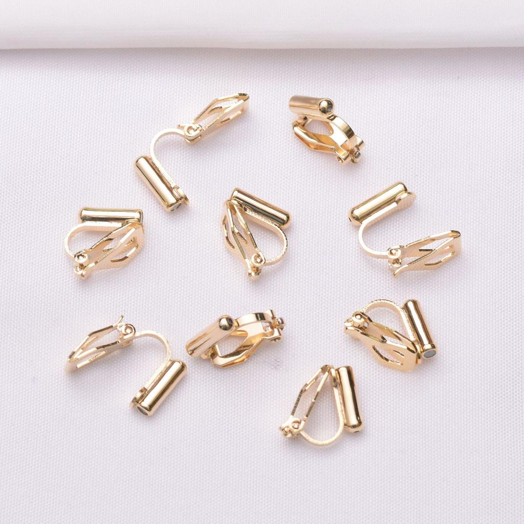 10pcs Color Retention 18K Bag, Gold Triangle Clip Ear Clip, No Ear Piercings Diy Handmade Stud, Painless Earclip Converter Material