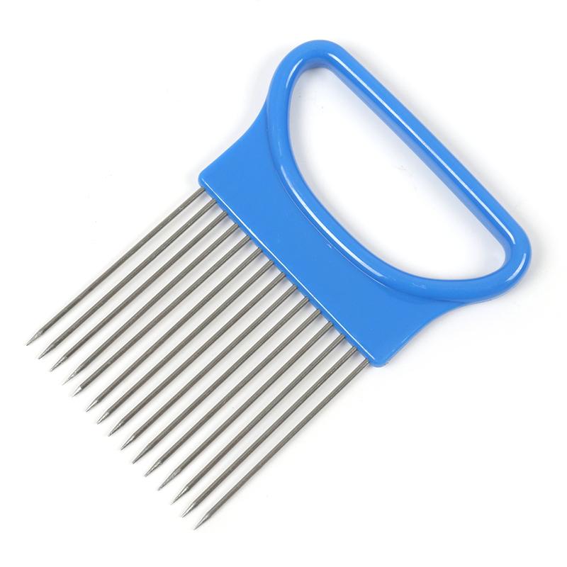 Handy Stainless Steel Onion Holder Creative Kitchen Tool Vegetable Potato Slicing Kitchen Gadget Meat Cutting Needle