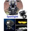 10-48V Dual Color Motorcycle LED Spotlight Hi/Lo Beam White Yellow Driving Fog Light IP68 Waterproof Spot Flood Auxiliary light