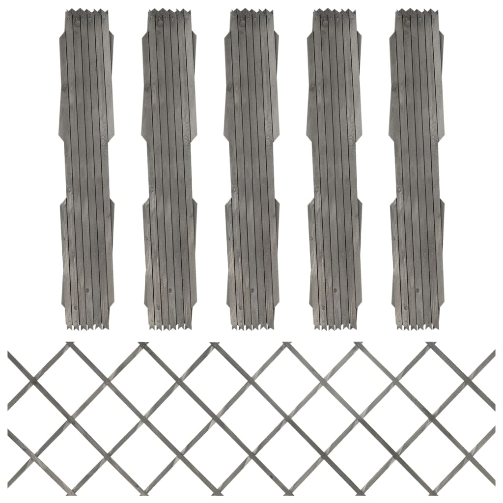 Trellis Fences 5 pcs. Gray Solid Pine Wood 180 x 60 cm