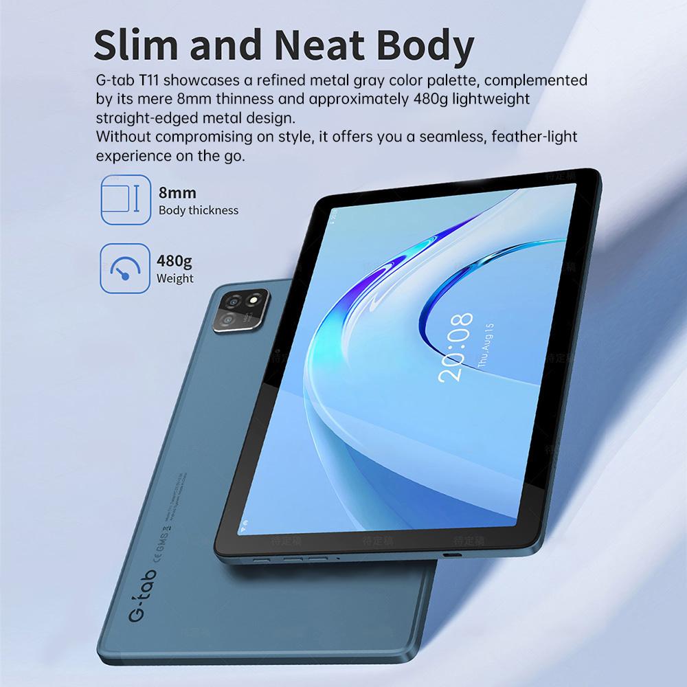 Планшет G-tab T11 Android 14, 10,1 дюйма 1280*800 IPS-экран, Unisoc T606 8 ядер Макс. 1,6 ГГц, 8 ГБ ОЗУ (4 ГБ + 4 ГБ расширение) 128 ГБ ПЗУ
