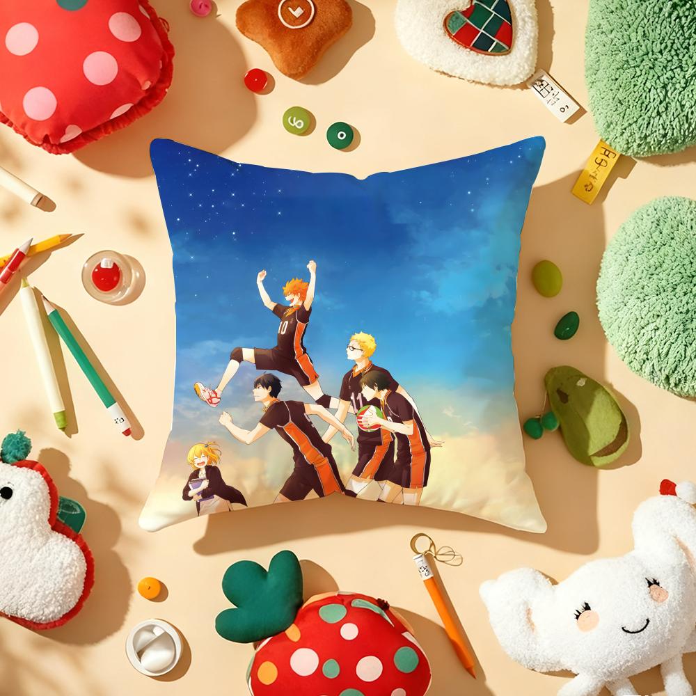 Anime Haijiu Print Cushion Cover Plush Fabric Soft DoubleSided Printed Sofa Warm Winter Home Gift Pillow Cover