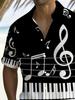 Men's Plus Size Short-Sleeve Shirt with Music Theme, Summer Trendy Print, Piano Keys and Music Notes Pattern Casual Top, PLUS SIZE