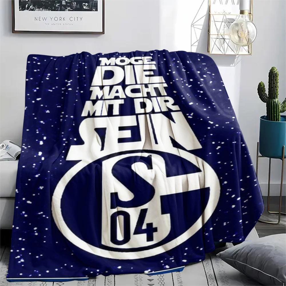 1PC Schalke 04 Print Flannel Blanket, High quality Comfortable for All Seasons, Home Decor, Warmth and Comfort, Perfect for Christmas Gifts147