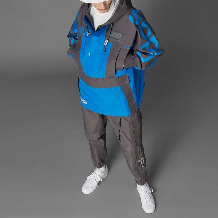 Adidas Куртка-дождевик Originals Blue Version Series с принтом букв и капюшоном, с длинными рукавами, мужская куртка HD2235