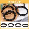Men 21cm Double Layered Volcanic Stone Beaded Bracelet Alloy Leather Clasp