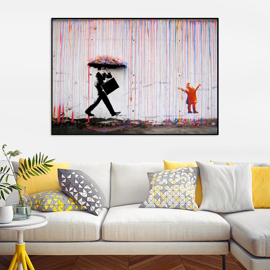 Бэнкси Граффити Искусство Холст Картина Современная Улица Поп-Арт Бабочка Мозги Девушка Плакаты и Принты Настенные Панно для Домашнего Декора