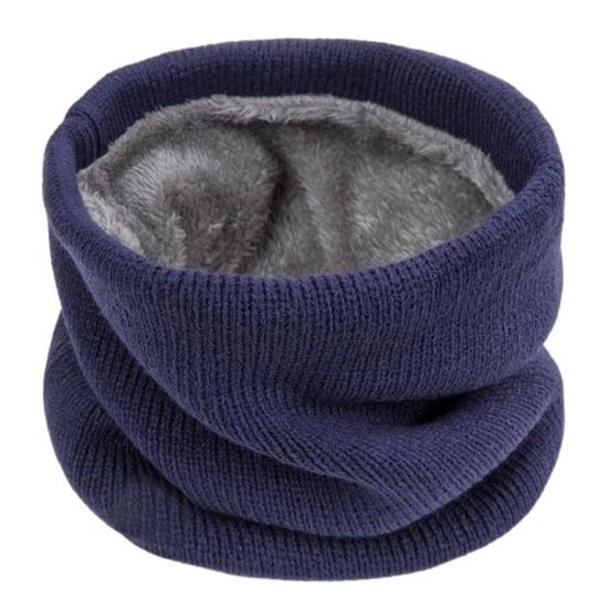 Winter Cycling Scarf Double-Layer Neck Warmer Knit Thickened Fleece Lined Elastic Soft Circle Scarf Neck