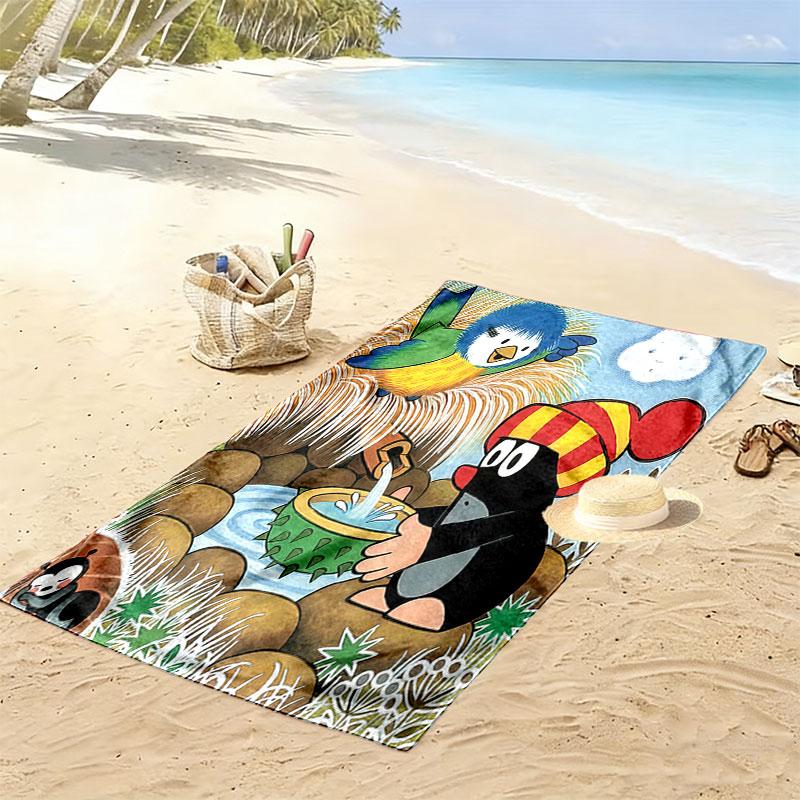 Krtek poster Beach Towel, Large Soft Quick Dry Towel for Beach Camping Swimming