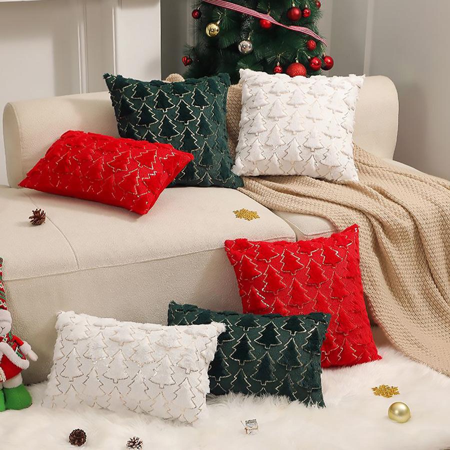 Christmas Tree Sequin Pillow Cover Holiday Decor Cushion Case Xmas Throw Pillow Cover For Sofa Couch Home Decor No Insert