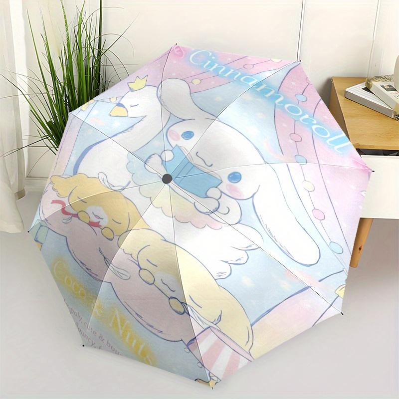 Автоматический складной мультяшный зонт Cinnamoroll & Coco & Nuts - 3-кратное складывание, Яркий мультяшный рисунок, Подходит для активного отдыха, Подарок для Fa