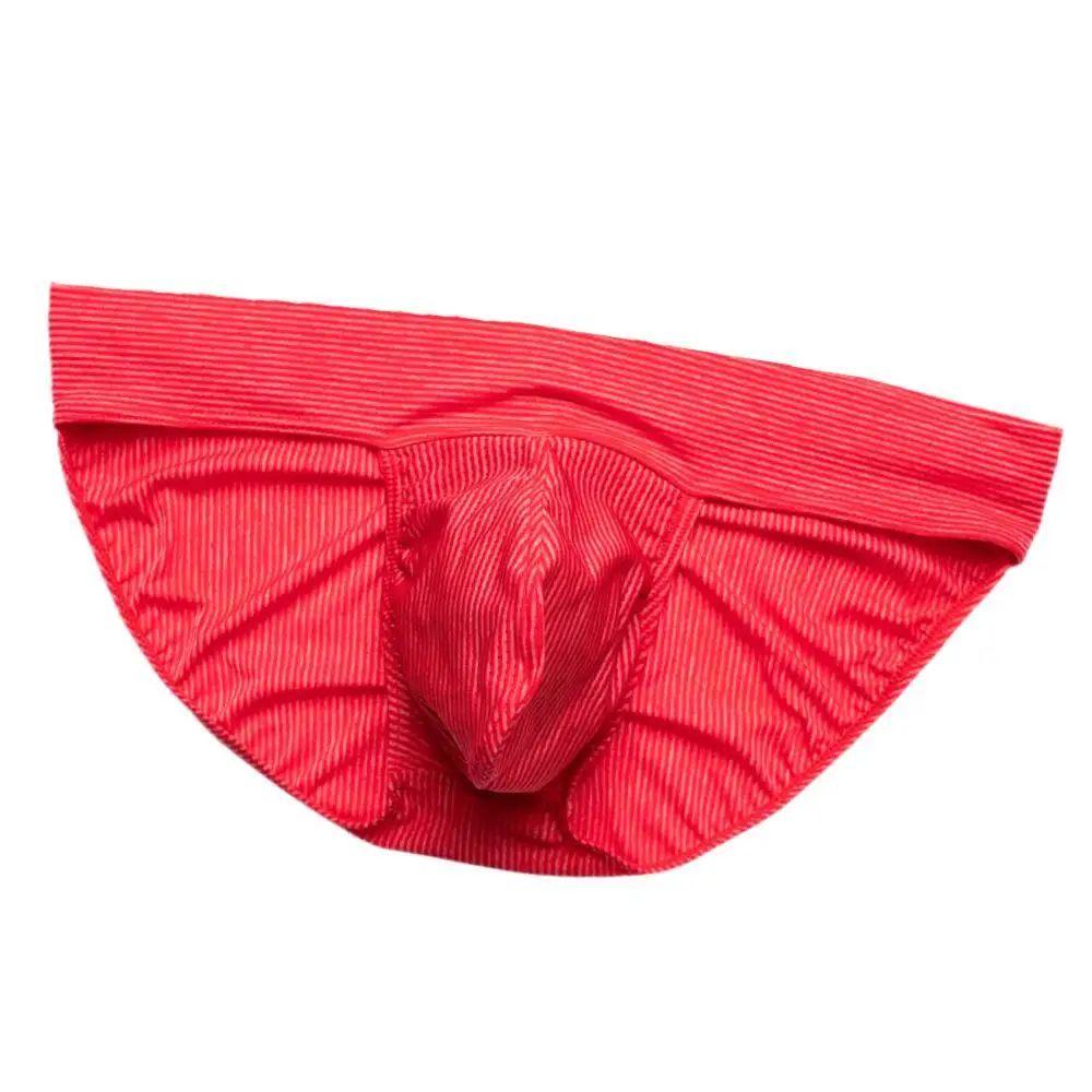 Мужское сексуальное полосатое эластичное нижнее белье, комфортные дышащие облегающие трусы, облегающие разноцветные брифы