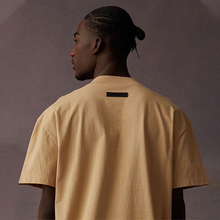 Fear of God Essentials Футболка с коротким рукавом с принтом логотипа-буквы Унисекс Топы Песочный Белый ESSENTIAL125BT222004F