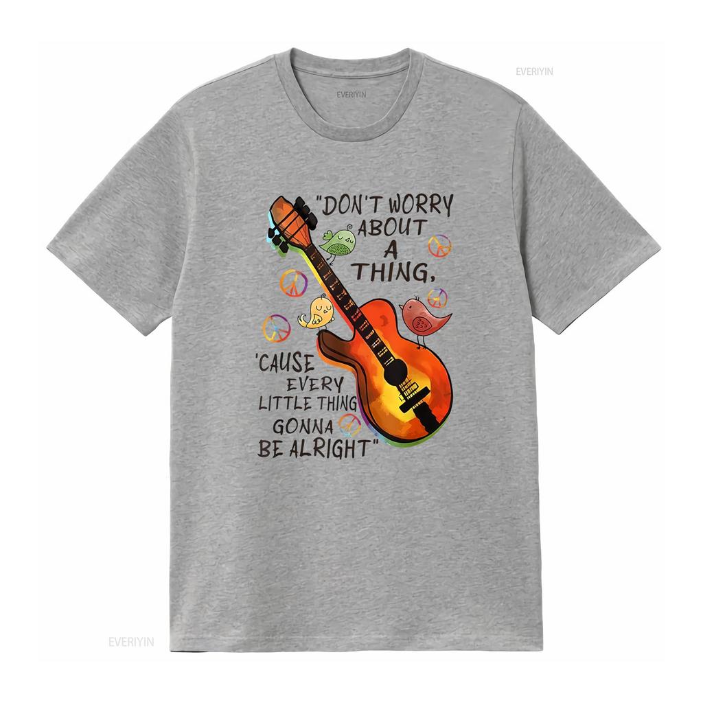 Dont Worry About A Thing Cause Every Little T shirt vintage Washed Soft streetwear Breathable Casual Stylish Unisex