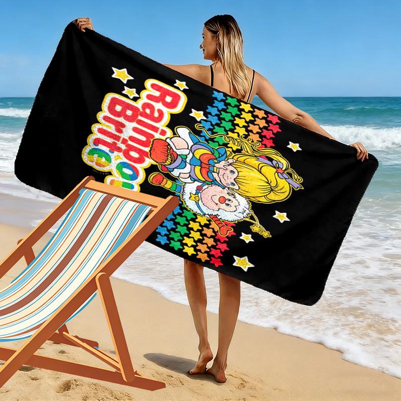 Rainbow Brite Cartoon Print Beach Towel, Large Soft Quick Dry Towel for Beach Camping Swimming