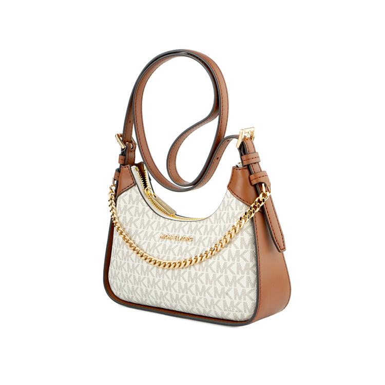 Michael Kors Mk Wilma Классическая Сумка-кроссбоди из покрытого холста с монограммным логотипом и застежкой-молнией Цепочка Маленькая женская сумка-кроссбоди Ванильно-коричневая 35H3G3WC5B-VANILLA