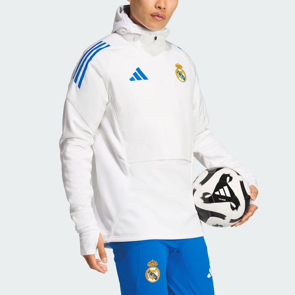 adidas Реал Мадрид Tiro 25 Competition Top Серия тренировочной экипировки Логотип бренда Воротник-стойка Рукав реглан Футболка для футбола с длинным рукавом Мужские топы KE1167