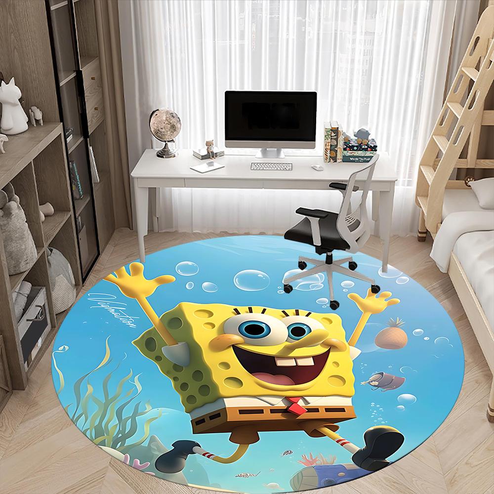 1 шт. Круглый ковер SpongeBob SeaWorld для офиса, коврик для помещений, подходит для офиса, под офисные стулья, спальни, гостиной, домашнего декора, декора комнаты
