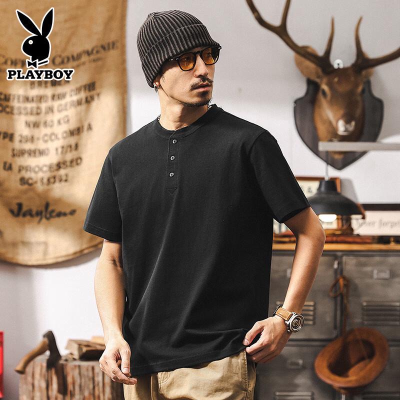 PLAYBOY Мужская американская ретро футболка с коротким рукавом, тяжелая