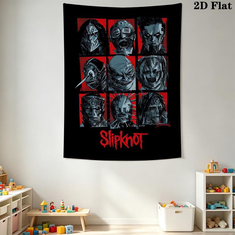 Slipknot Masks Visual Symphony Horror Tapestry Background Cloth Fashion Print Atmospheric Background Cloth Wall Covering Decoration