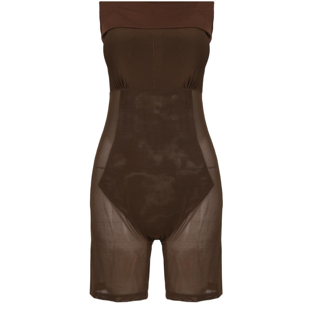 Spring Summer New Fashion Solid Color Round Neck Long Sleeve Slim Long Dress Suspender Dress Two In One Corset Bodysuit Dress