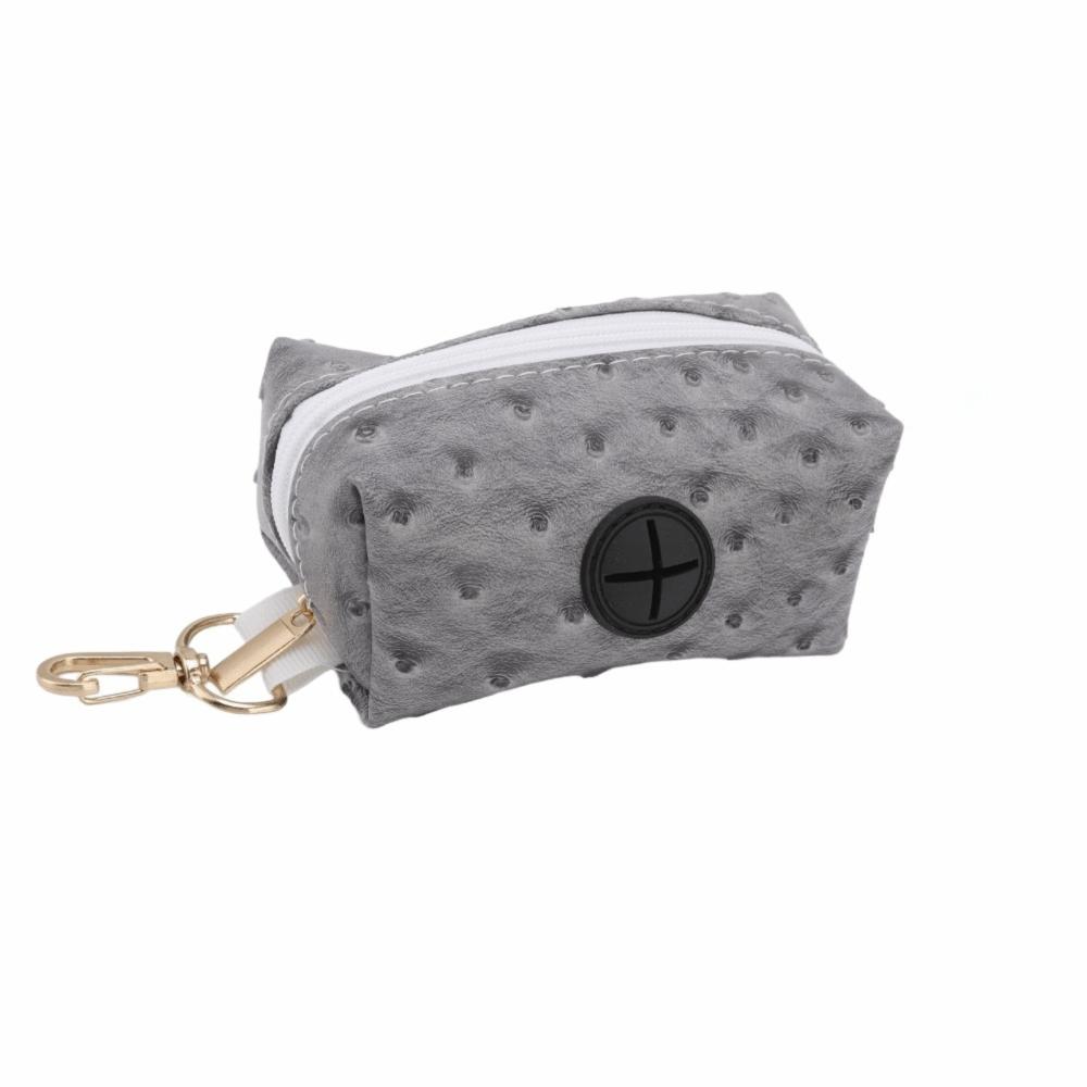 Ostrich Grain Surface Dog Poop Bag Dispenser Leash Hanging Bag Daily Dog Walking
