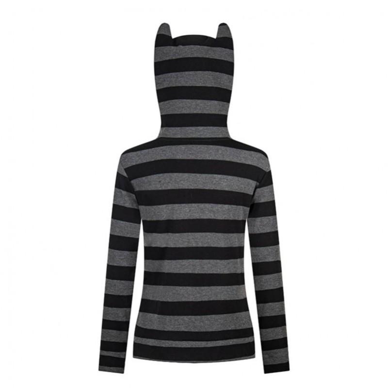 Womens Vintage Camo Star Embroidery Striped Hoodie Slim Fit Streetwear Jacket